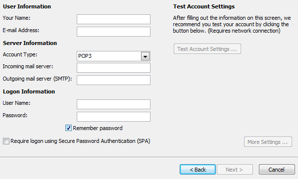 Outlook User Information